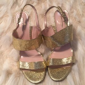 Gold Kate Spade ‘Irvine’ Heeled Sandals Size 9